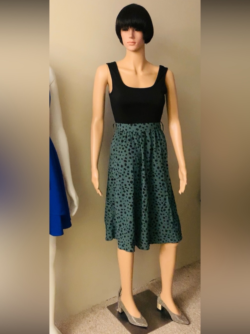 SHEIN Blue Pleated A-Line Midi Dress